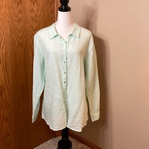 Eileen Fisher, pale, mint green blouse, size 1X